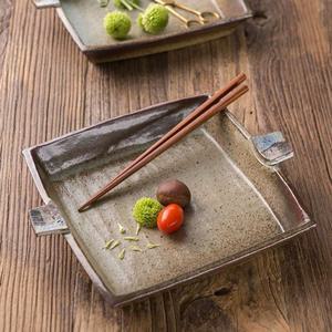 이천도자기 집으로 브라운 정사각볼 접시 대 23cm 사각접시 사각볼 도기식기 도자기접시 스톤웨어 디저트접