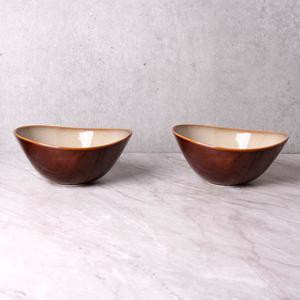 (싱가포르 루전) 러스틱 아이보리 면기 2인세트 우동접시 우동그릇 라면기 라면그릇 라면접시 다용도접시