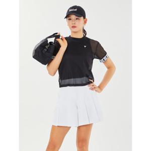 [볼빅어패럴] 여성 골프 전판 메쉬 오버핏 크롭 반팔 티셔츠 VLTSP405_BK