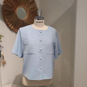 르피타 HC06 포켓 트위드 반팔 자켓(블루) L252UJK551