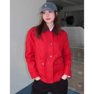헤지스 여성 25SS레드 헌팅 왁스 자켓 HSJU5A102R2