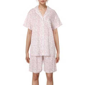 [바바라(언더웨어)]인견 크레이프 나염 프린트5부 여성 파자마 세트AWP4601S