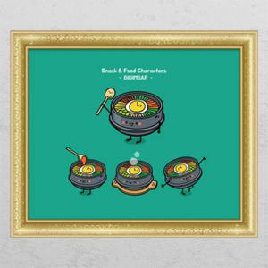 아트박스/꾸밈 id432-음식캐릭터(비빔밥)_창문그림액자