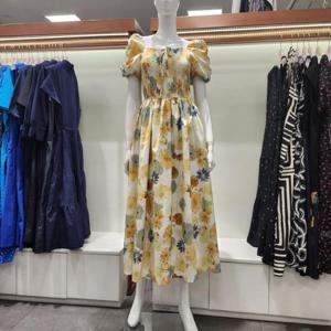 수스 HC04 스퀘어넥 퍼프 소매  롱 원피스 S252BOP513