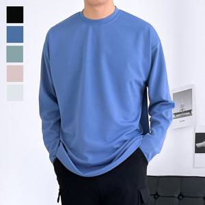 [리빌모아]남자 무지 링클프리 라운드 긴팔 티셔츠 5C-TSA-Q070-