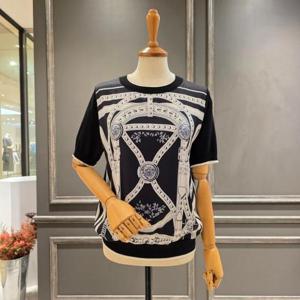 [아니베에프]A56WBL540_프린팅 니트 블라우스