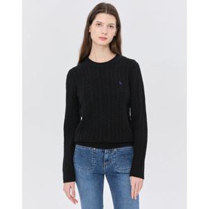 헤지스 여성 24FW 클리어런스스테디셀러캐시미어 블랙 케이블 라운드넥 스웨터 WSSW4DC85BK