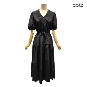 [에이비에프지]큐티 카라넥 포인트 반팔 롱 원피스 APZ3HO04H