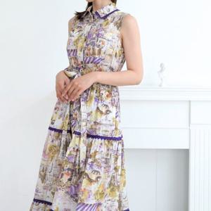 [비꼴리끄(여성)]면 프린트 캉캉 원피스 B252WO2280