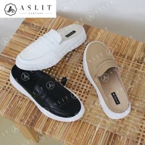 [애슬릿] 천연 소 가죽 여성 데일리 페니 뮬 블로퍼 2cm