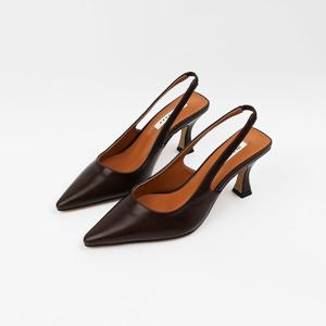 [신난다슈] 여성 슬링백 힐 7cm 여자 스틸레토 펌프스 슬링백 구두 미들힐 CA252308 브라운