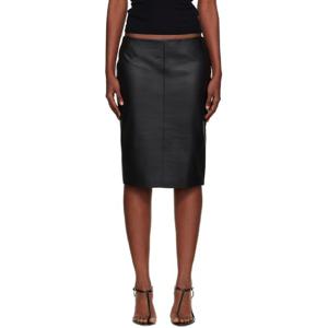 26 SS 세인트 아그니 여성 블랙 펜슬 가죽 미디 스커트 252193F092002