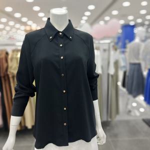 [아니베에프]A51WBL500 카라넥 골드 버튼 셔츠형 블라우스_GN