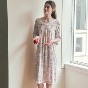 비너스 부드러운 터치감 나일론 플라워 나염 여성 실내복 원피스 VEV3952L