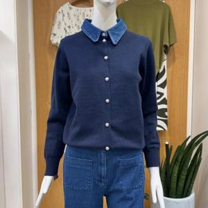 클리지 DP01 레이어드 데님 니트 가디건 CP7WKC06