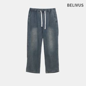 빌리버스 남자 솔리드 밴딩 데님 팬츠 세미와이드 청바지 BHDP003
