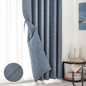 [모던하우스] ON NEW 린넨스타일 3중방한 3도씨커튼 220x240 1장 네이비 높이조절밴드