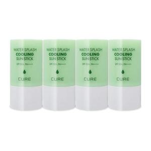 김정문알로에 큐어 워터 스플래쉬 쿨링 선스틱 23g(SPF50+) 연두스틱 얼음자차 4개 Ss