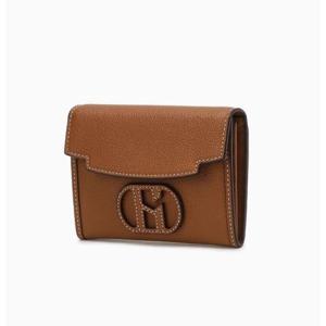 [헤지스ACC] 브라운 H패치 소가죽 플랩 카드지갑 HIHO6E540W2