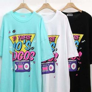 반팔티 오버 빅사이즈 306K178S 프린팅 라디오 여성큰