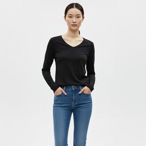 [샵앤][샵앤] 국산 여성 V넥 랍바워싱 면 티셔츠 DAI-WSH-20810-