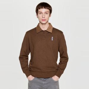 헤지스  25FW  남성 코듀로이패치 카라 맨투맨 티셔츠 HZTS5D750W2