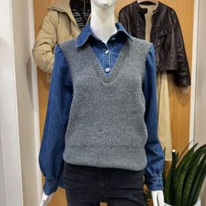 클리지 DP01 레이어드 니트 남방 셔츠 CP8WKT42