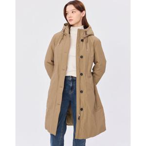 헤지스 여성 24FW 클리어런스스테디셀러덕다운 카멜 야상형 롱 논퀼팅 헤비다운 점퍼 WSJU4D016CM