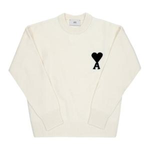 아미 UKS838 018 151 빅 하트 로고 인타르시아 니트