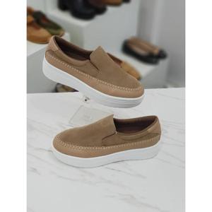 기모안감 스웨이드 사이드 밴딩 단화 여성 슬립온 3cm