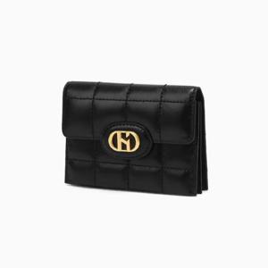 [헤지스ACC] 블랙 퀼팅 가죽 아코디언 여성 카드지갑 HIHO6E762BK