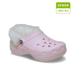 [크록스] 클래식 플랫폼 퍼즈 라인드 클로그 핑크밀크 212854-6ZW 207938