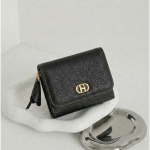 [헤지스ACC] [NEW H] 블랙 H장식 소가죽 지퍼 반지갑 HIWA6E660BK