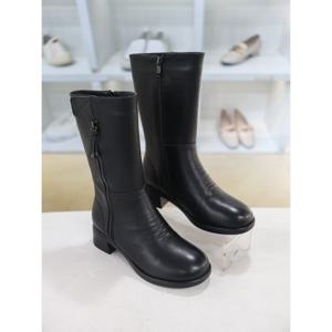 [코디엘루]기모안감 소가죽 미들굽 하프 부츠 5cm CDMD501032-1