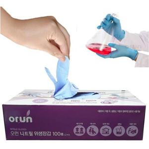 오런 니트릴장갑L 블루 100매 위생장갑 요리장갑