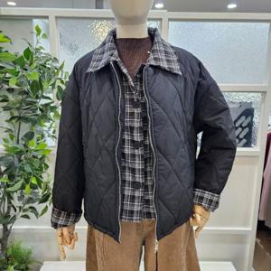 부루앤쥬디 sh06 체크셔츠레이어드점퍼BK BBRLJP004B