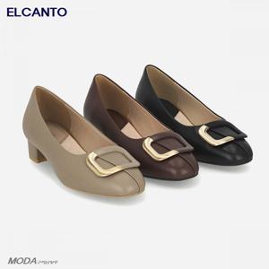 [엘칸토]경량 쿠션 미들힐 구두 여성 펌프스 1XWD12X_GN