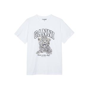 가니 여성 베이직 저지 레오파드 릴렉스 티셔츠 화이트 T4124-943
