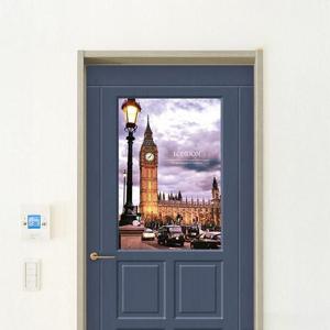 런던빅벤시계탑 방문 현관문시트지 그래픽 포인트시트지 그레이