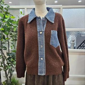 부루앤쥬디 sh06 데님배색스냅가디건 BR BBRKCD001B