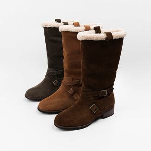 [신난다슈] 여성 미들부츠 4cm 여자 방한 하프 털 부츠 뽀글이 퍼 기모 소가죽 스웨이드 MRO257259
