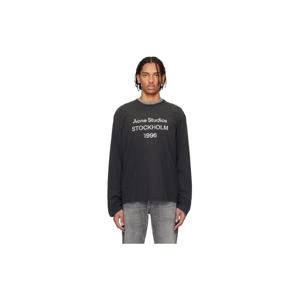 26 SS 아크네 남성 블랙 루즈 핏 로고 티셔츠 261129M213060