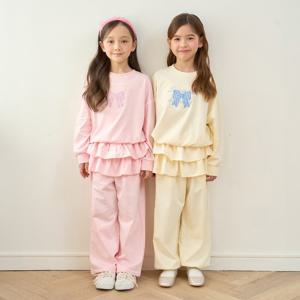 [로엠걸즈(아동)]라운드넥티셔츠캉캉프릴 팬츠 셋업 RGSM2612C