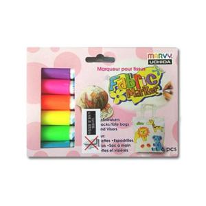염색마카 우찌다 패브릭마카 염색 의류용펜 560 6C 형광 6색