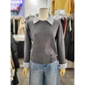 밸리걸 세이브존01 셔츠 배색 레이어드 스타일 긴팔 니트 824670-1