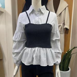 클리지 DP01 볼륨 뷔스티에 레이어드 셔츠 CQ2WBL19