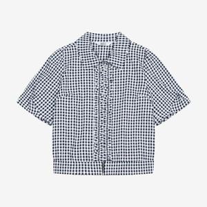 베스띠벨리 세이브존01 체크 셔링 블라우스 BKBAF2462