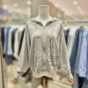 [비지트인뉴욕]레터링 후드 집업 니트 가디건 VC3GD12