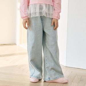 [로엠걸즈(아동)]스터드 레이스 와이드 데님팬츠청바지 RGTJ26S1C