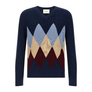 발란타인 아가일 패턴 브이넥 코튼 스웨터 B2P00114C05 93565